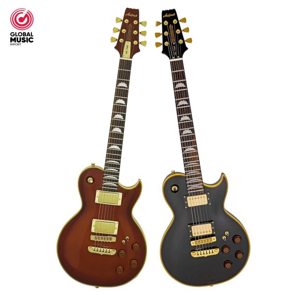 GUITARRA ELECTRICA LESPAUL SÓLIDA ARIA PRO II PE-F80 (PASTILLA/ACCESORIOS DORADOS)