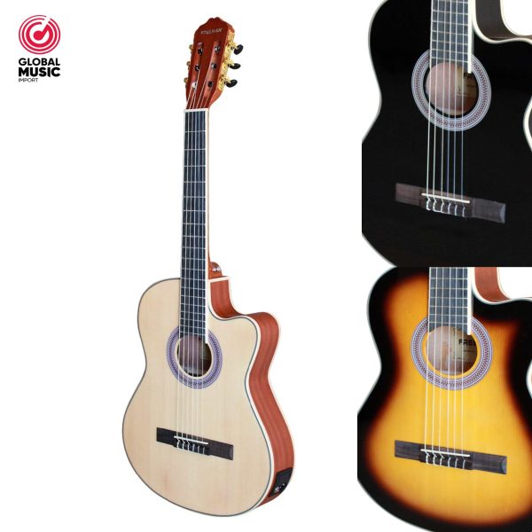 FREEMAN GUITARRA ELECTROACÚSTICA MODELO QCG35C SL/EQ-A-4T (TAPA PINO - CAJA DELGADA)